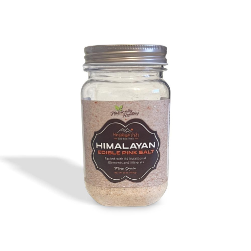 Retail jar of pink salt for refilling from bulk stock