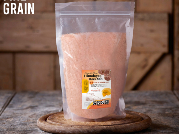 Large bag of Himalayan rock salt in bulk packaging